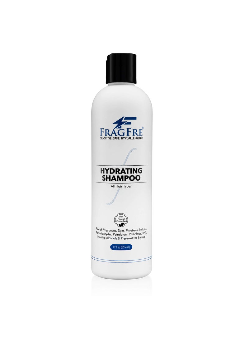 FRAGFRE FRAGFRE Hydrating Sensitive Skin Shampoo 12 oz - Sulfate-Free, Fragrance-Free, Paraben-Free, Color-Safe, Hypoallergenic, Mild Hair Cleanser - Gluten-Free, Vegan, Cruelty-Free, With Natural Cucumber 