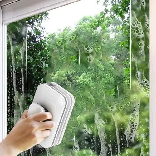 WEPTIX® Magnetic Window Cleaner Double-Side Glazed Two Sided Glass Cleaner Wiper with 2 Extra Cleaning Cotton Pads | Two-Sided Window Squeegee Washing Tool for Cleaning- (MIIX) - Image 2