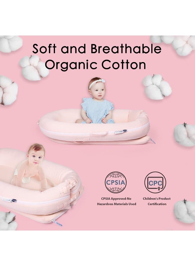 MEXXI Organic Replacement Cover | Premium Quality Spare Cover 100% Organic Cotton | Hypoallergenic | [Fits Dockatot Deluxe + Docks] (Cover Only) (Baby Pink) - Image 5