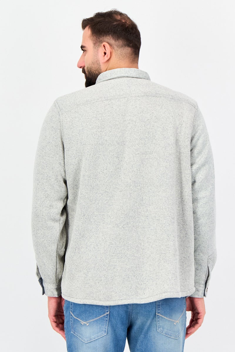 Weatherproof Men Spread Collar Heather Jacket Shirt, Grey - Image 4