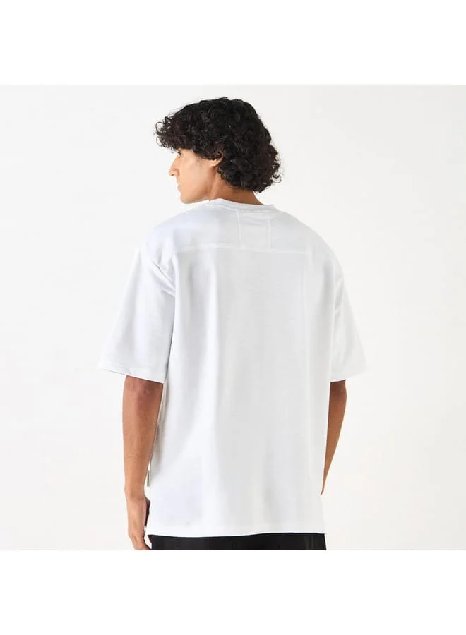Lee Cooper Lee Cooper Logo Embroidered Oversized T-shirt with Short Sleeves