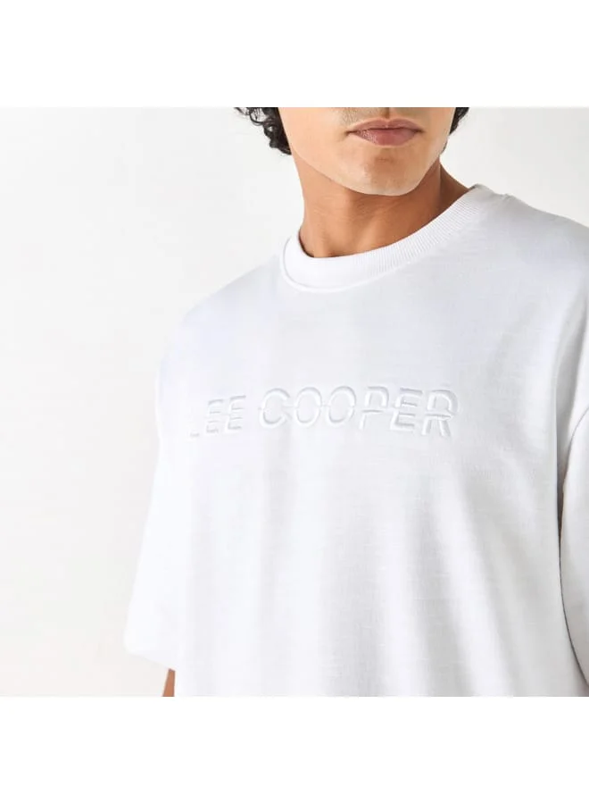 Lee Cooper Lee Cooper Logo Embroidered Oversized T-shirt with Short Sleeves