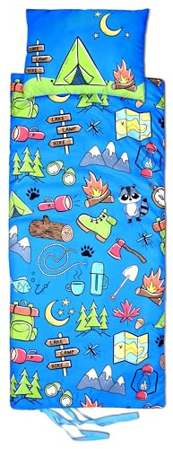 iscream Fun Print Cozy Silky Soft Fleece Lined Sleeping Bag and Pillow Set for Kids Camp Out - Image 1