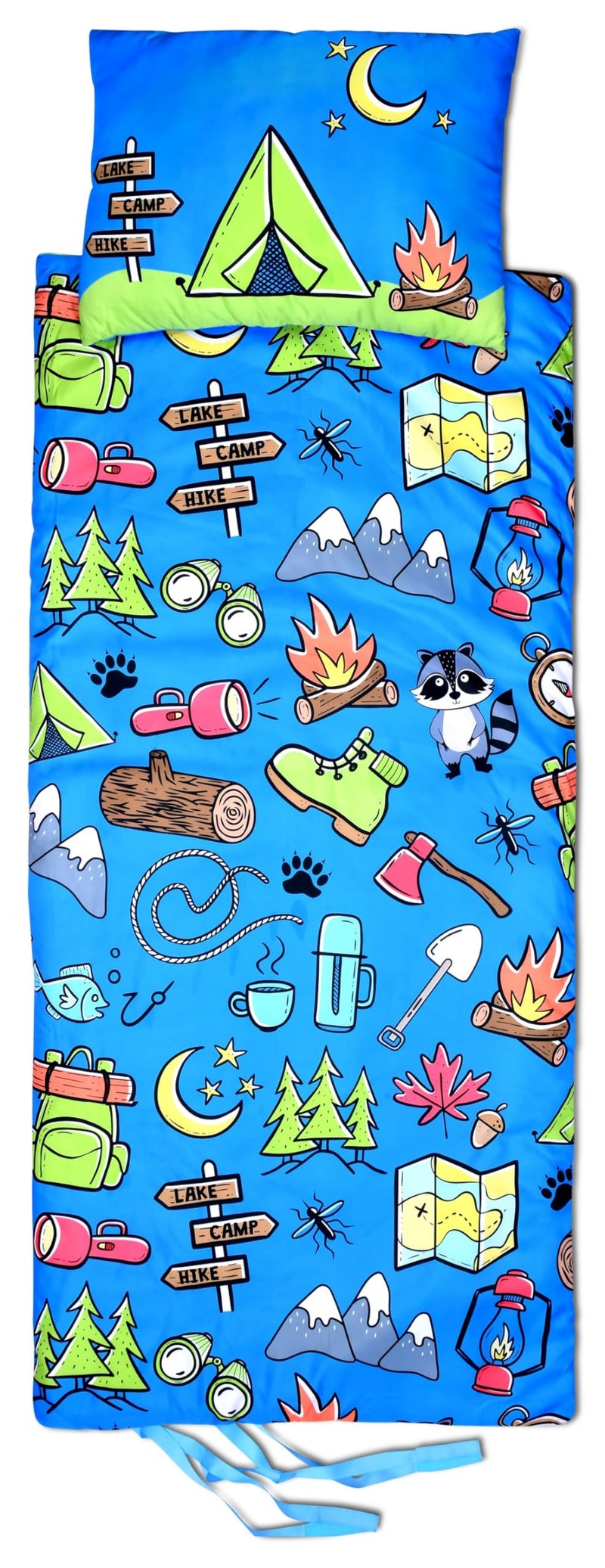 iscream Fun Print Cozy Silky Soft Fleece Lined Sleeping Bag and Pillow Set for Kids Camp Out - Image 2