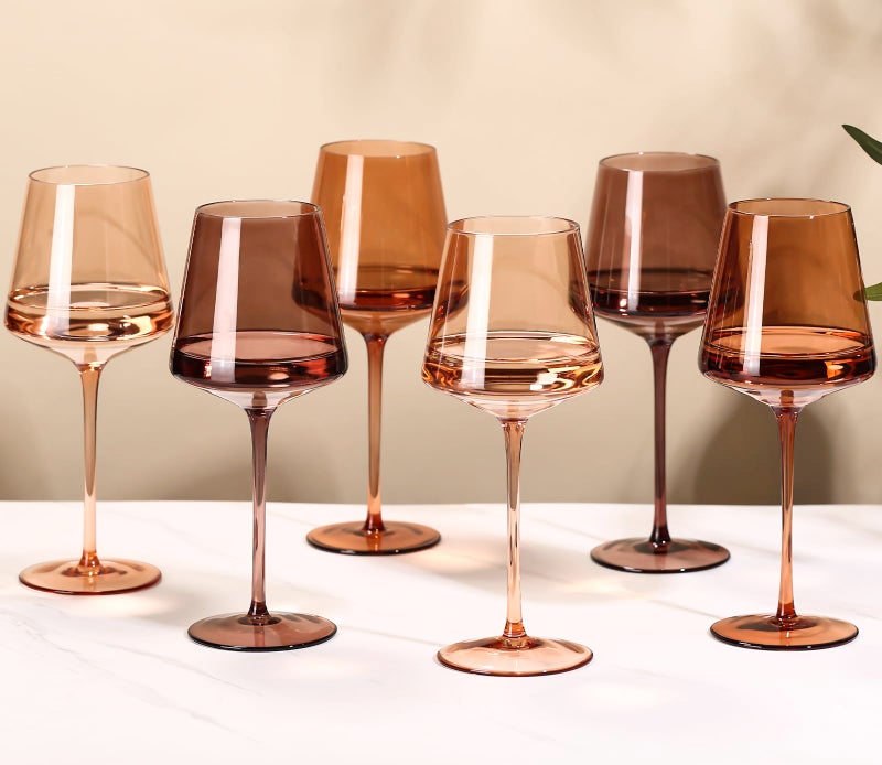 Cyrelwing Colored Wine Glasses Set of 6-18ozã€Hand Blownã€‘Venus Wine Glasses with Stem - Image 1
