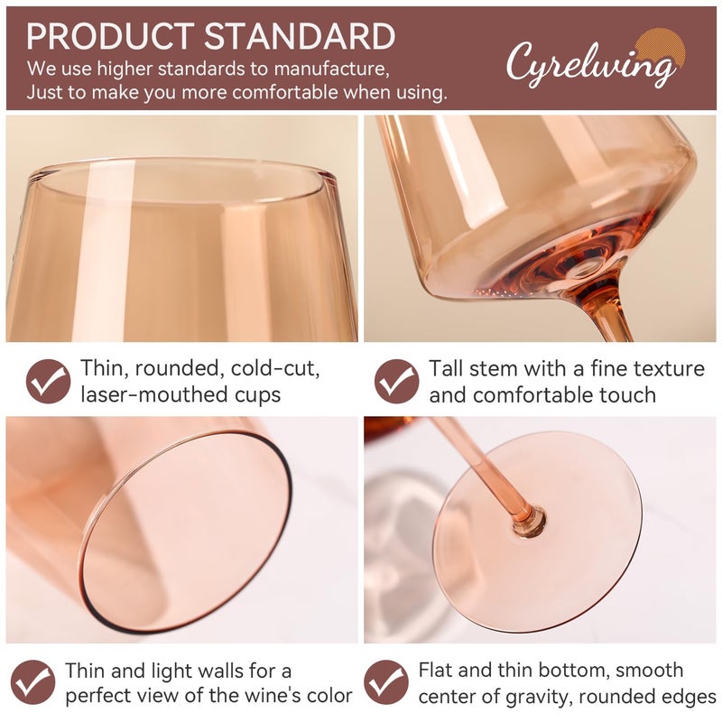 Cyrelwing Colored Wine Glasses Set of 6-18ozã€Hand Blownã€‘Venus Wine Glasses with Stem - Image 5