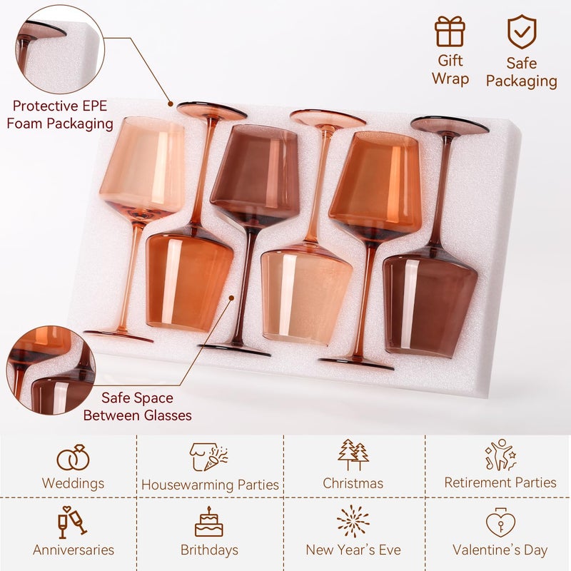 Cyrelwing Colored Wine Glasses Set of 6-18ozã€Hand Blownã€‘Venus Wine Glasses with Stem - Image 3
