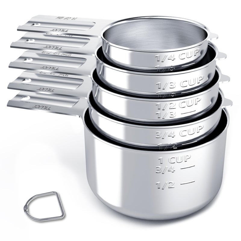 TILUCK Stainless Steel Measuring Cups Set,Kitchen Gadgets for Cooking & Baking,Set of 5 - Image 1