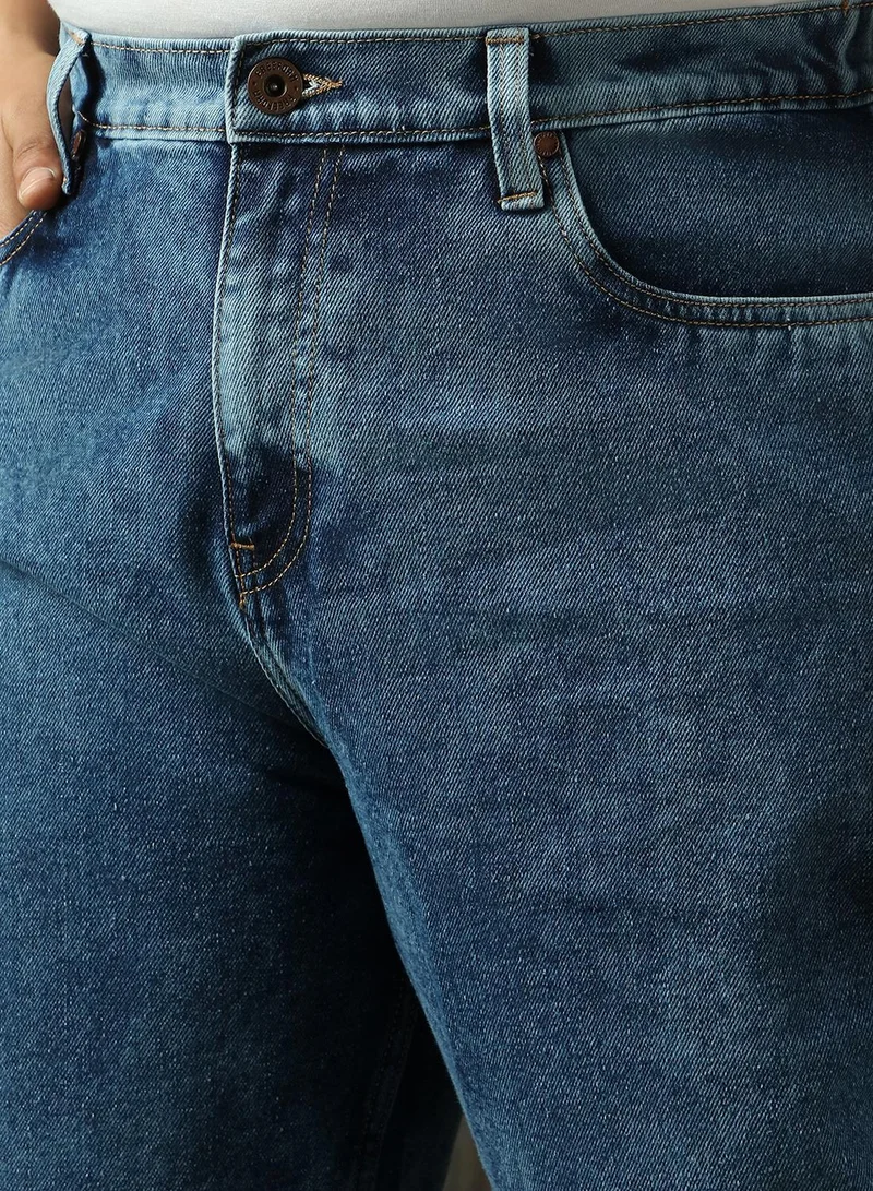 هاي ستار Women's Indigo 100% Cotton Distressed Plus Size Jeans
