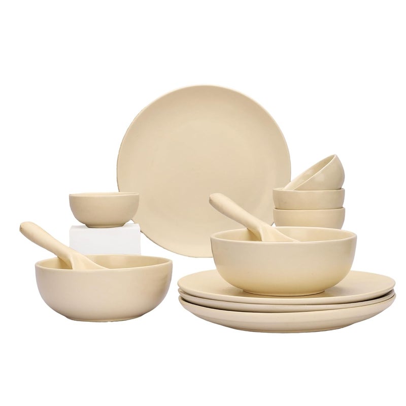 The Better Home طقم عشاء سيراميك تيرا من ذا بيتر هوم 12 قطعة هدية ديوالي أطباق وأوعية آمنة في الميكروويف مجموعة أدوات مائدة مقاومة للتشقق هدايا تدفئة منزلية منزل جديد للزوجين كريم - Image 2