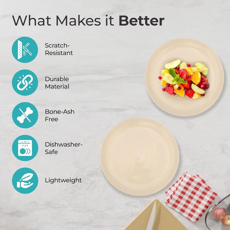 The Better Home طقم عشاء سيراميك تيرا من ذا بيتر هوم 12 قطعة هدية ديوالي أطباق وأوعية آمنة في الميكروويف مجموعة أدوات مائدة مقاومة للتشقق هدايا تدفئة منزلية منزل جديد للزوجين كريم - Image 3