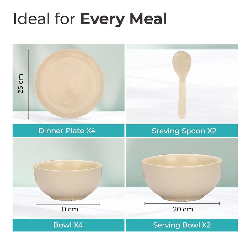 The Better Home طقم عشاء سيراميك تيرا من ذا بيتر هوم 12 قطعة هدية ديوالي أطباق وأوعية آمنة في الميكروويف مجموعة أدوات مائدة مقاومة للتشقق هدايا تدفئة منزلية منزل جديد للزوجين كريم - Image 5