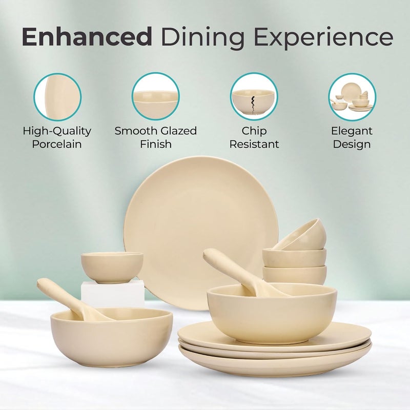 The Better Home طقم عشاء سيراميك تيرا من ذا بيتر هوم 12 قطعة هدية ديوالي أطباق وأوعية آمنة في الميكروويف مجموعة أدوات مائدة مقاومة للتشقق هدايا تدفئة منزلية منزل جديد للزوجين كريم - Image 4