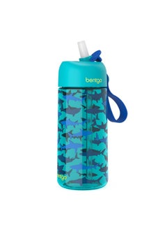 Bentgo Kids Prints Water Bottle15 Oz. Leak Proof, Bpa - Free Cups For Toddlers And Children With Flip - Up Safe - Sip Straw For School, Sports, Daycare, Camp And More (Shark)  - Image 3