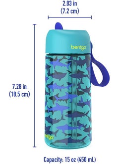Bentgo Kids Prints Water Bottle15 Oz. Leak Proof, Bpa - Free Cups For Toddlers And Children With Flip - Up Safe - Sip Straw For School, Sports, Daycare, Camp And More (Shark)  - Image 5
