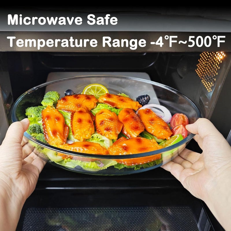 PrimeWorld Glass 3 Pcs Oval Borosilicate Baking Dish Rectangular Serving Tray Bowl Microwave and Oven Dish Clear (2500 Ml, 1600 Ml, 700 Ml)) - Image 4