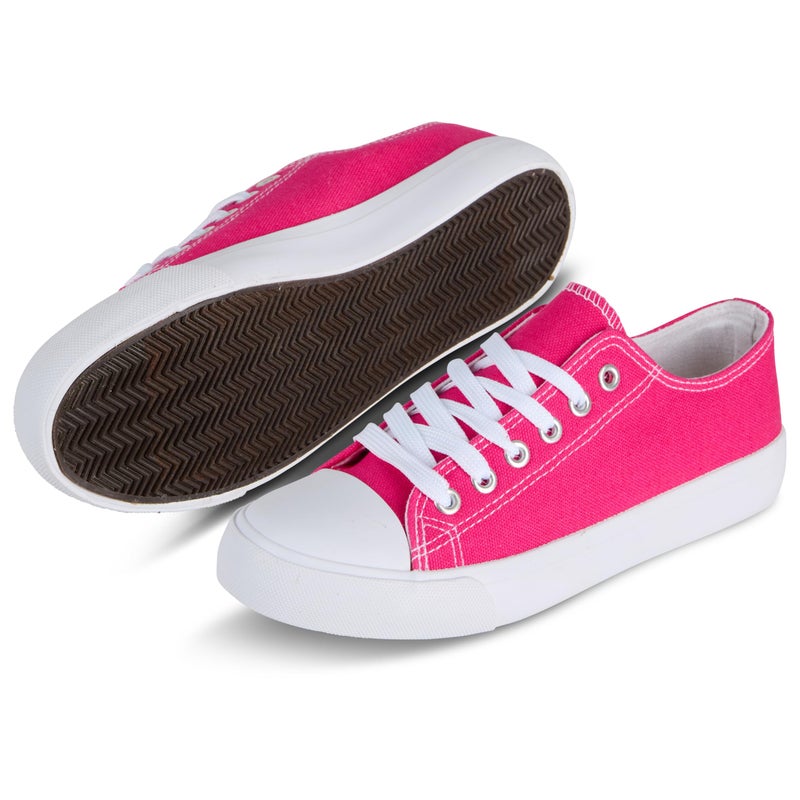 hello basics Canvas Shoes for Women Casual Low Top Women's Fashion Sneakers Slip on for Women (9, Pink) - Image 1