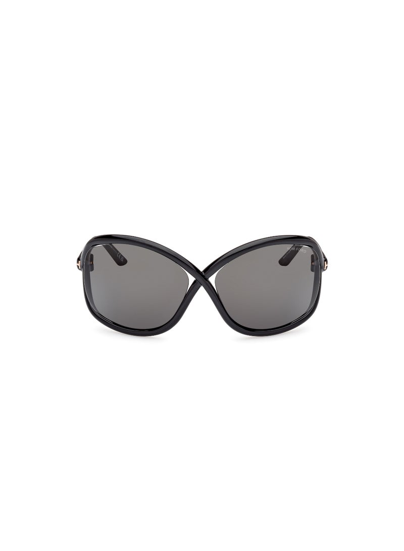 TOM FORD Women's Butterfly Shape  Sunglasses FT106801A68 Lens Size: 68 Millimeter - Shiny Black - Image 2