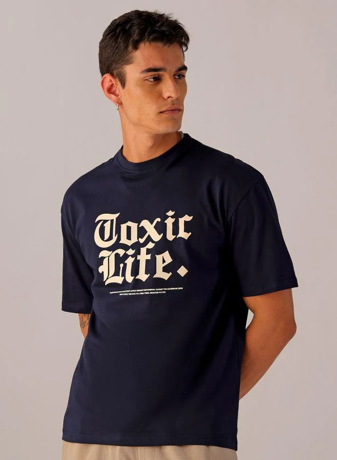 ذا انديان كراج كو Men Boxy Oversized Graphic Back Printed Round Neck Tshirt