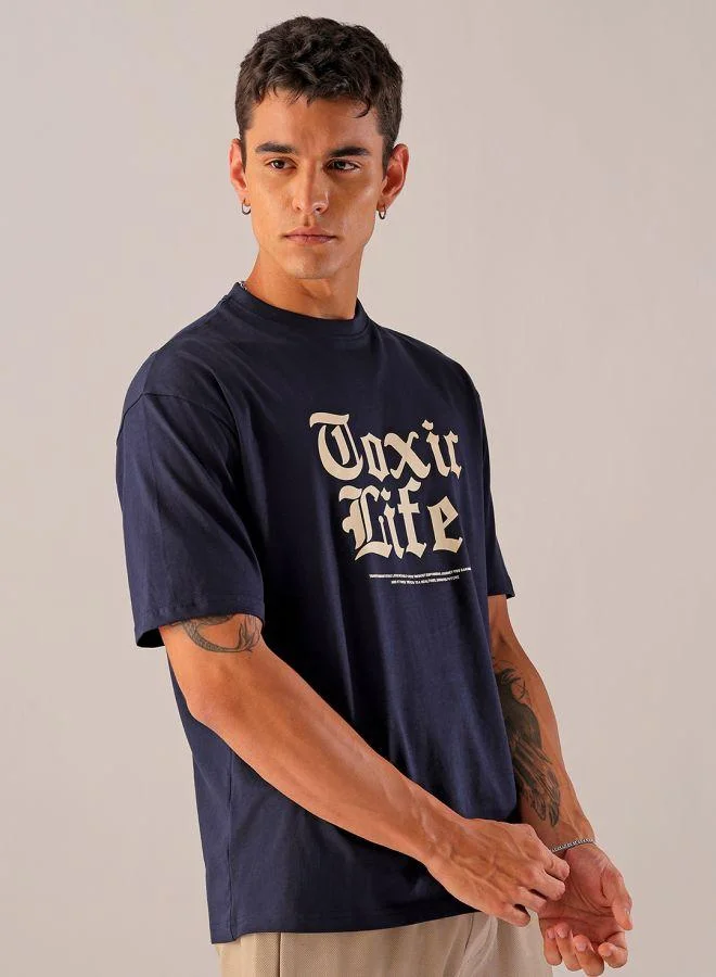 ذا انديان كراج كو Men Boxy Oversized Graphic Back Printed Round Neck Tshirt