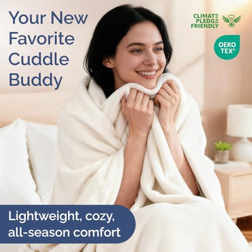 CGK Unlimited Ultra Soft Fleece Blanket Queen Size Flannel Fleece Luxury Queen Blanket Lightweight for Couch Bed Chair Thick Warm and Breathable All Season Cozy Fuzzy AntiStatic Microplush Bedding White - Image 3