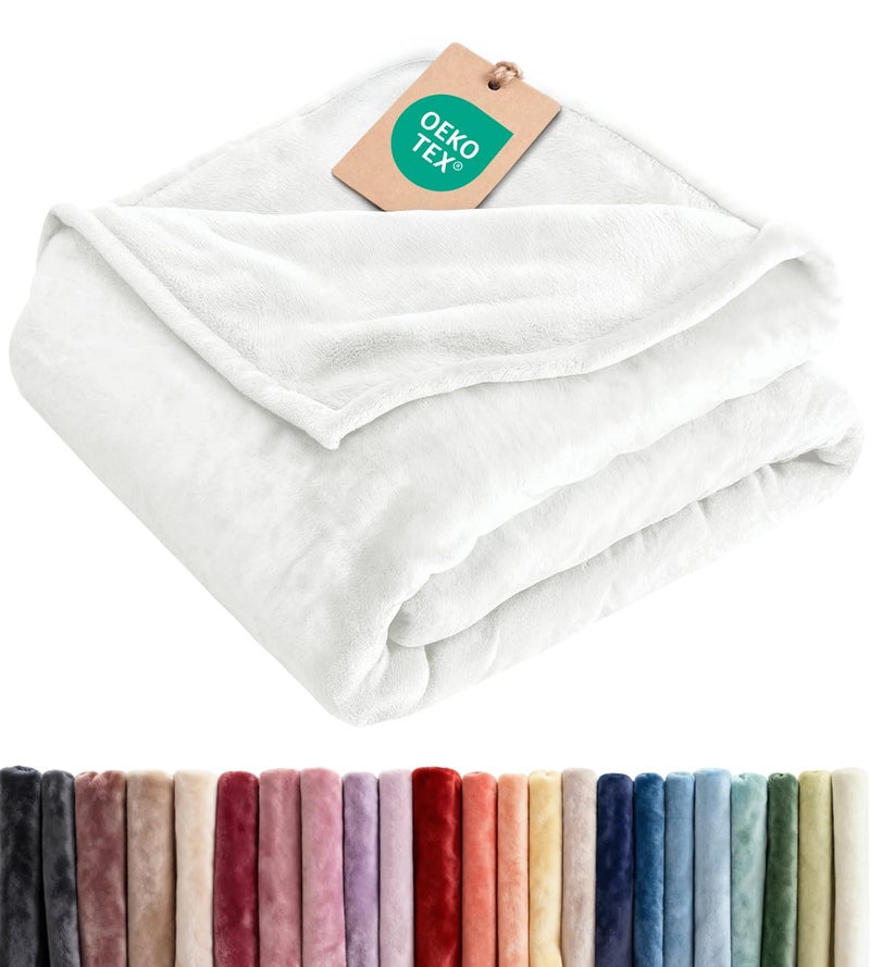 CGK Unlimited Ultra Soft Fleece Blanket Queen Size Flannel Fleece Luxury Queen Blanket Lightweight for Couch Bed Chair Thick Warm and Breathable All Season Cozy Fuzzy AntiStatic Microplush Bedding White - Image 2