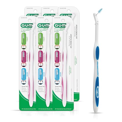 GUM Proxabrush Permanent Handle Refills - Compatible with Go-Betweens Interdental Brushes - Floss Picks for Teeth, Braces, and Implants (6pk) - Image 1