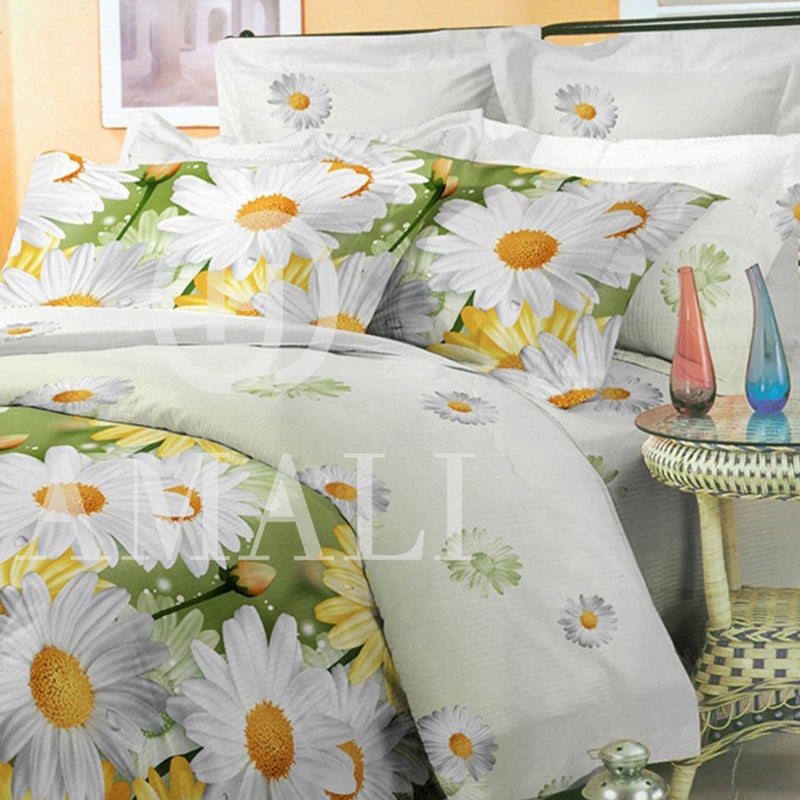 Amali  6 Pieces Bedsheet Set King Size (200 x 200+35cm) Polycotton Including 1 Duvet Cover 1 Fitted Sheet 2 Oxford & 2 Standard Pillowcases Durable & LongLasting Quality - Image 4