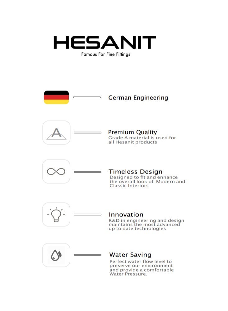 HESANIT Floor Standing Bath Mixer, Hand Shower with Flexible Hose, N-Box Installation, Chrome, Brass, Premium Chrome Finish - Image 3