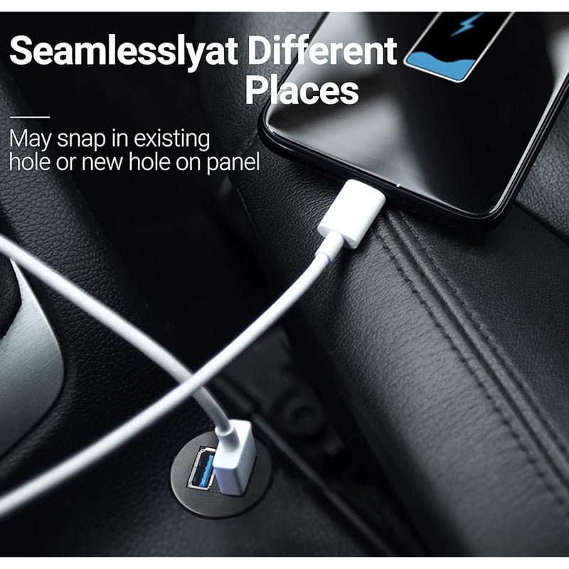 ICESPRING 2 Ports Dual USB 3.0 Male to USB 3.0 Female AUX Flush Mount Car Mount Extension Cable for Car Truck Boat Motorcycle Dashboard Panel -(3 Feet) - Image 3