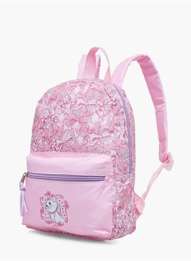Disney Girls Marie Print School Backpack with Adjustable Shoulder Straps and Zip Closure - 31x24x10 cm