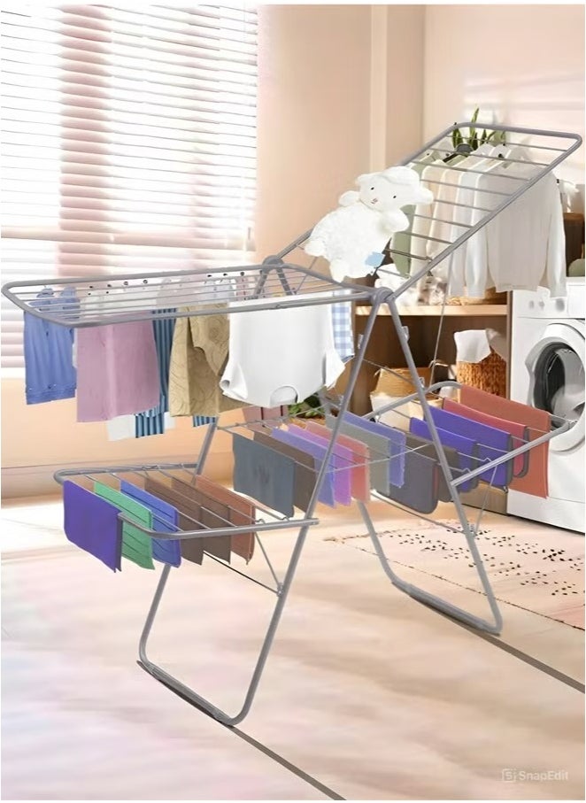 Cady One 2-Shelves Galvanised Steel Laundry Rack Silver 120x17.5x61 cm  - Image 1