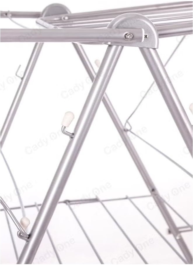 2-Shelves Galvanised Steel Laundry Rack Silver 120x17.5x61 cm