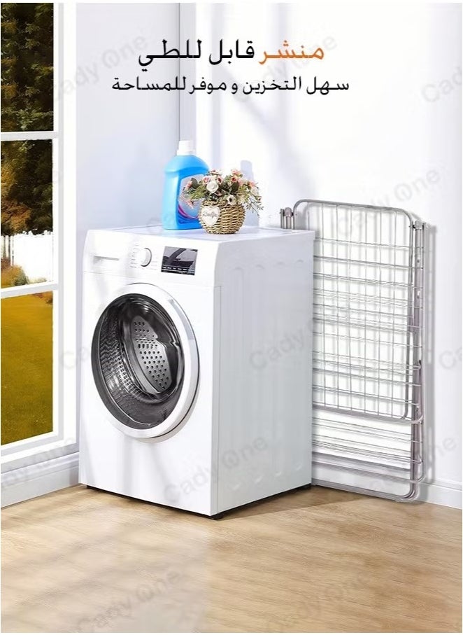 Cady One 2-Shelves Galvanised Steel Laundry Rack Silver 120x17.5x61 cm  - Image 4