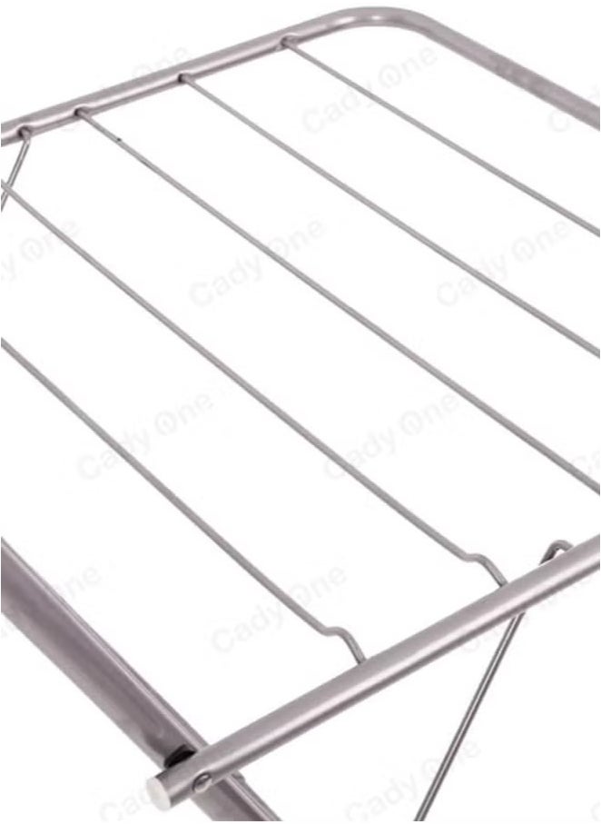2-Shelves Galvanised Steel Laundry Rack Silver 120x17.5x61 cm