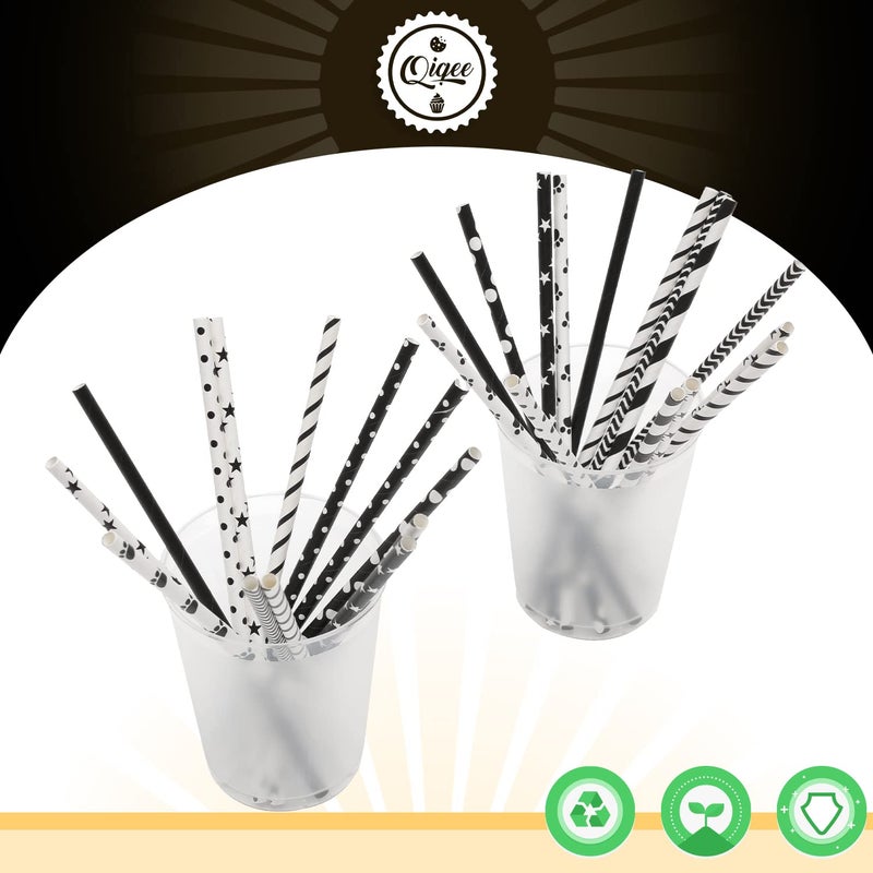 qiqee Green Paper Straws for Drinking Green Disposable Straws 150pcs Disposable Straws Bulk(10 Pattern) qiqee - Image 3