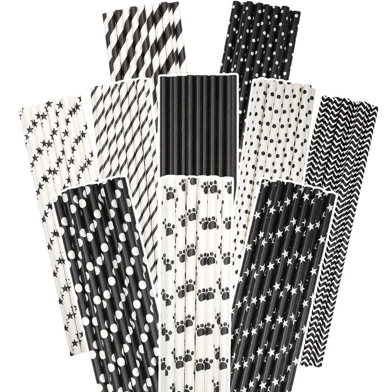 qiqee Green Paper Straws for Drinking Green Disposable Straws 150pcs Disposable Straws Bulk(10 Pattern) qiqee - Image 1