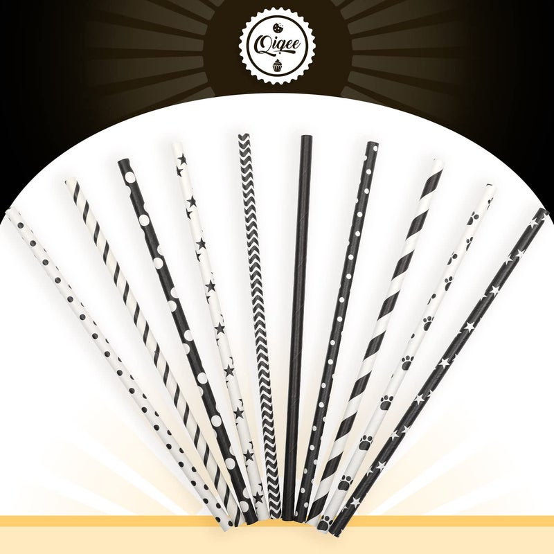 qiqee Green Paper Straws for Drinking Green Disposable Straws 150pcs Disposable Straws Bulk(10 Pattern) qiqee - Image 4