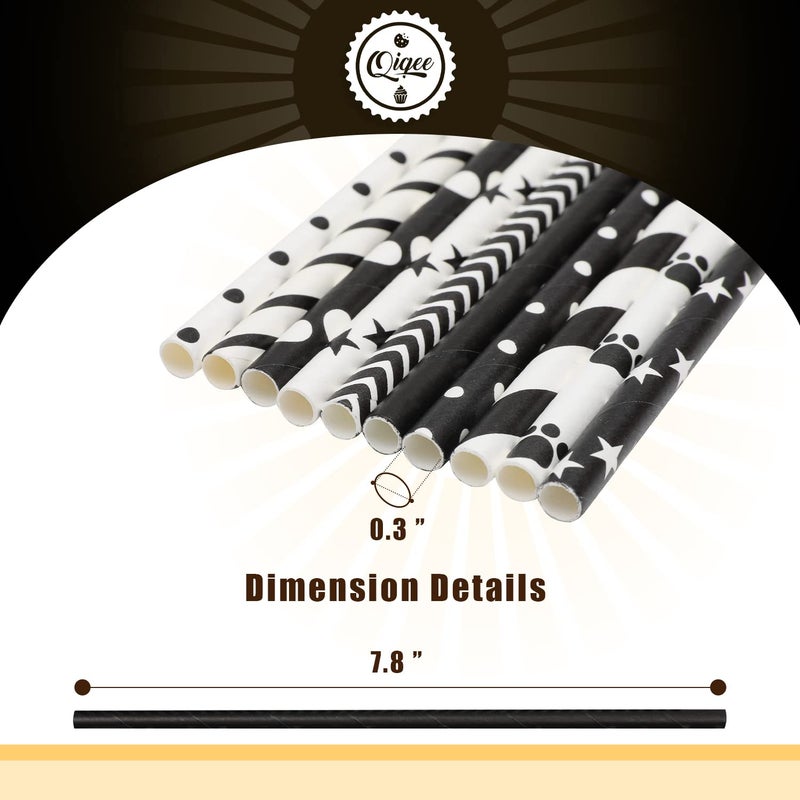 qiqee Green Paper Straws for Drinking Green Disposable Straws 150pcs Disposable Straws Bulk(10 Pattern) qiqee - Image 5