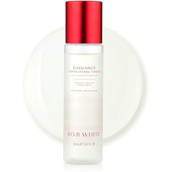 Koji White Exfoliating Toner for Face, 5% PHA BHA Toner | 2% Niacinamide, Kojic Acid & Hyaluronic Acid | Hydrating & Soothing Facial Toner | Unscented for Sensitive Skin, Vegan Skincare, 5.07 Fl Oz - Image 1