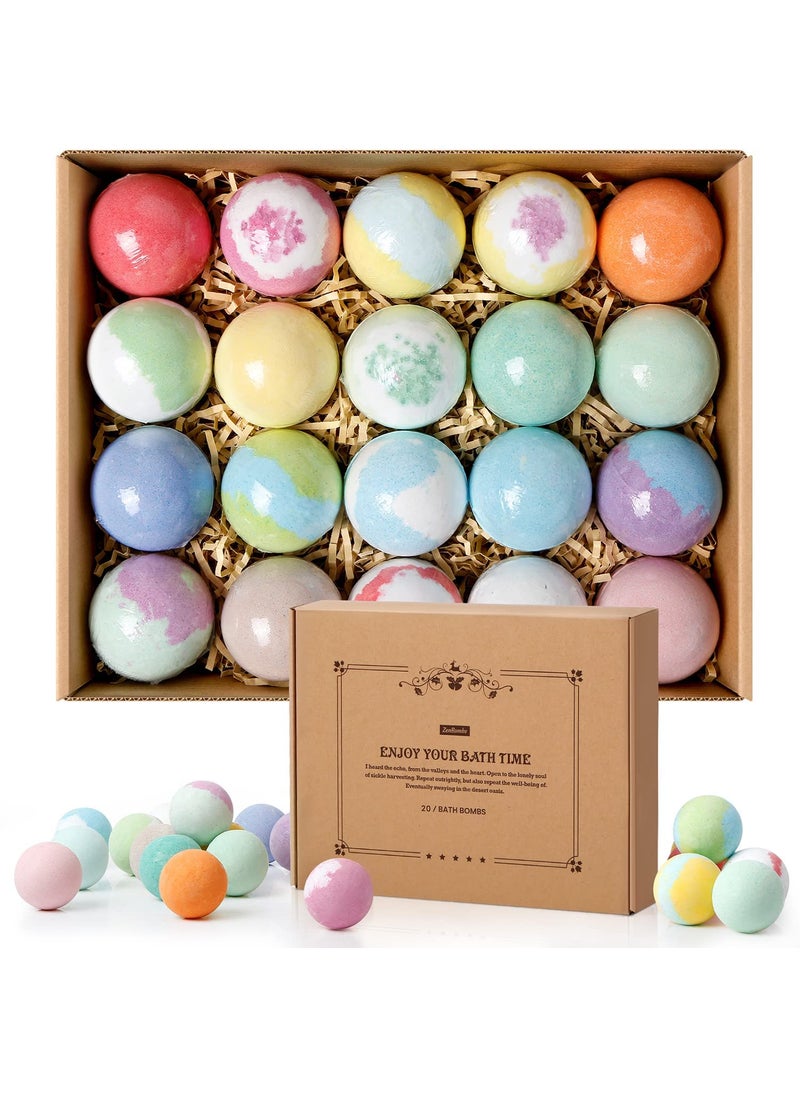 ZenBombs - Bath Bombs Set 20 pcs Natural Shea Butter  Safe Oil Bath Bomb for Skin Moisturizing Handmade Bubble Bath  Fizzy Ideal Presents for Women - Image 1