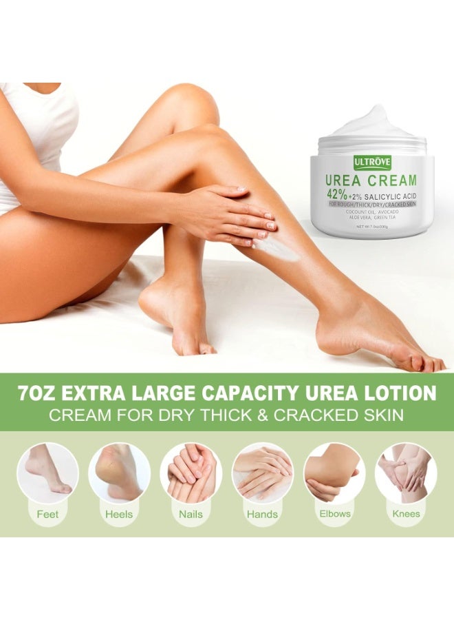 Ultrove Urea Cream 42% with 2% Salicylic Acid, Callus and Dead Skin Remover, Deeply Moisturize, Repair Dry, Cracked, Rough Skin of Heel, Elbow and Knee, Effective Urea Foot Cream(7oz) - Image 3