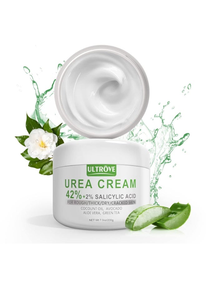 Ultrove Urea Cream 42% with 2% Salicylic Acid, Callus and Dead Skin Remover, Deeply Moisturize, Repair Dry, Cracked, Rough Skin of Heel, Elbow and Knee, Effective Urea Foot Cream(7oz) - Image 1