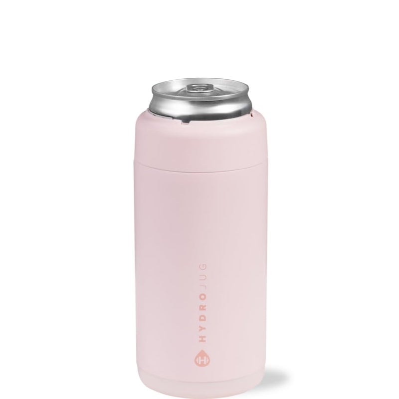 HydroJug Slim Can Cooler  2in1 Insulated Can Cooler Cup  Stainless Steel Slim Can Holder with NonSlip Rubber Base  ScrewTop Lid  Dishwasher Safe  12oz Pink Sand