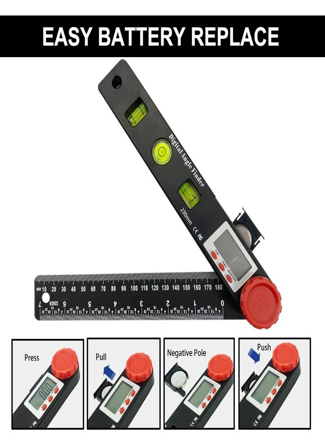 NORTOOLS Digital Angle Finder Protractor-7inch 0-360 °LCD Digital Protractor Ruler, ±0.5° Accuracy Measuring Tool for Woodworking/Construction/DIY/Miter Saw (Metric/Inch, 2 Batteries Included) - Image 4