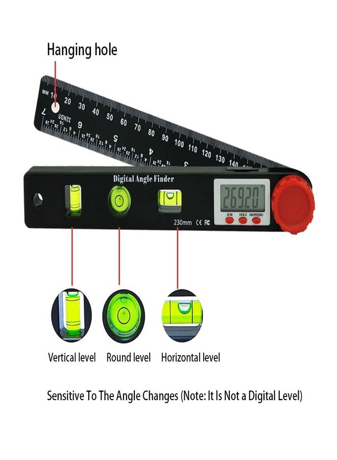 NORTOOLS Digital Angle Finder Protractor-7inch 0-360 °LCD Digital Protractor Ruler, ±0.5° Accuracy Measuring Tool for Woodworking/Construction/DIY/Miter Saw (Metric/Inch, 2 Batteries Included) - Image 3