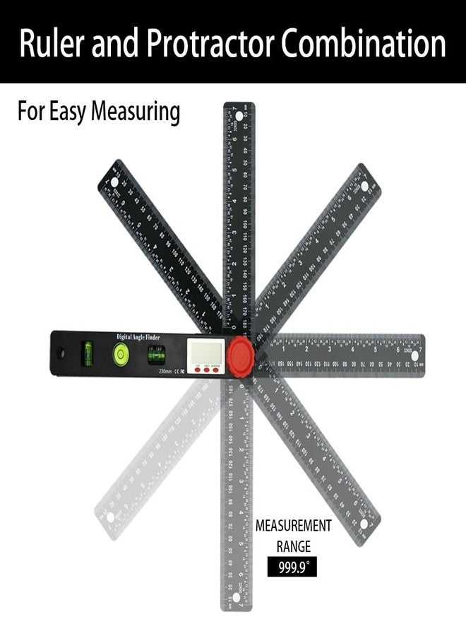 NORTOOLS Digital Angle Finder Protractor-7inch 0-360 °LCD Digital Protractor Ruler, ±0.5° Accuracy Measuring Tool for Woodworking/Construction/DIY/Miter Saw (Metric/Inch, 2 Batteries Included) - Image 5