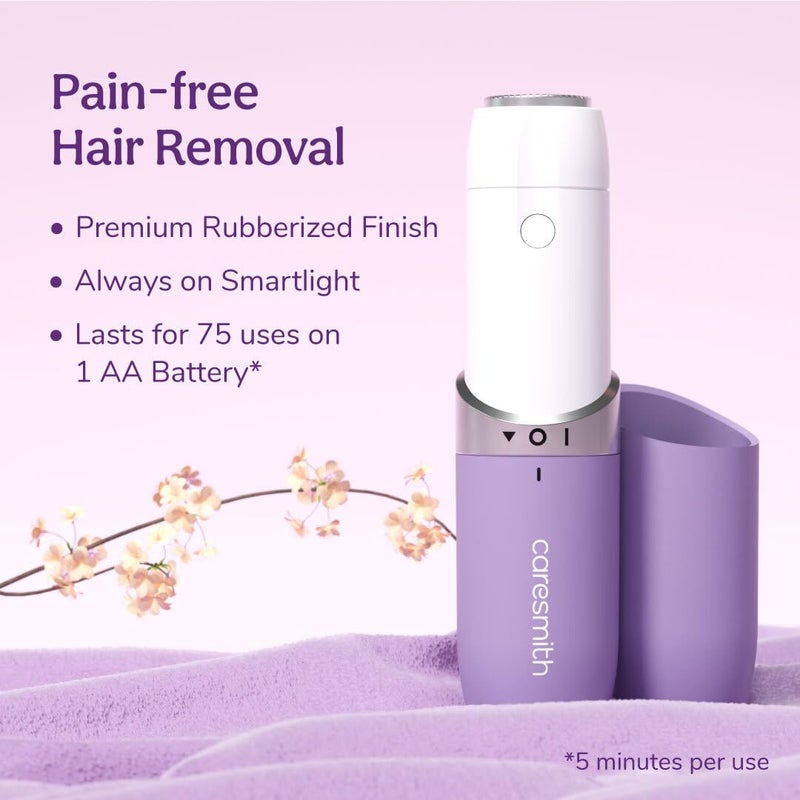 CARESMITH Bloom Facial Shaver | Women's Face Hair Remover | Upper Lip, Chin & Cheeks | Hypoallergenic Blades | 1 AA Battery Included, Purple - Image 2