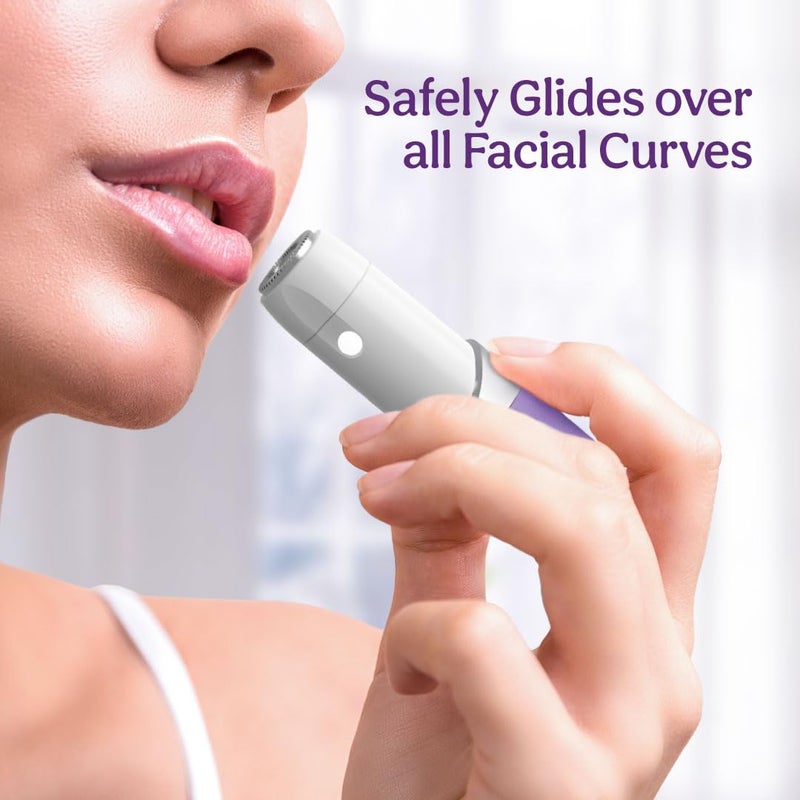 CARESMITH Bloom Facial Shaver | Women's Face Hair Remover | Upper Lip, Chin & Cheeks | Hypoallergenic Blades | 1 AA Battery Included, Purple - Image 4