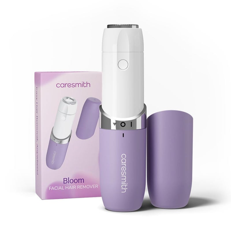 CARESMITH Bloom Facial Shaver | Women's Face Hair Remover | Upper Lip, Chin & Cheeks | Hypoallergenic Blades | 1 AA Battery Included, Purple - Image 1